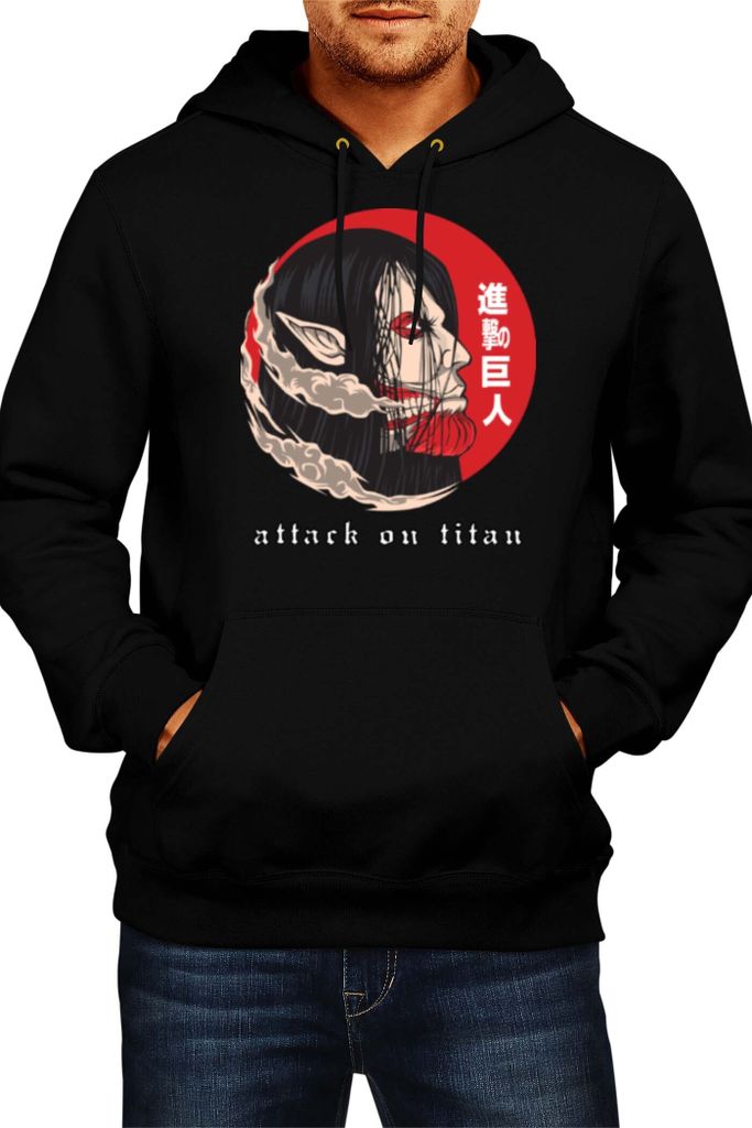 Herren Kapuzenpullover Japan Manga Comics Anime Attack Anime On Titan Eren Yeager 06 Var-014 Yeager Hero, Man S / Schwarz