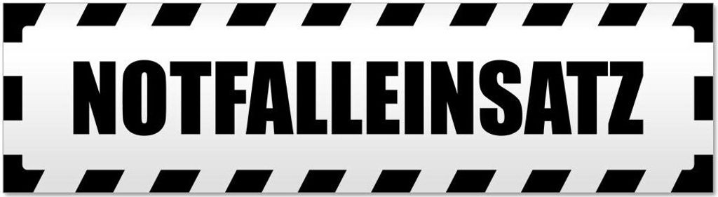 Kiwistar Notfalleinsatz gestreift Magnetschild Schild magnetisch - 30cm Schwarz - Magnetfolie für Auto PKW Kfz