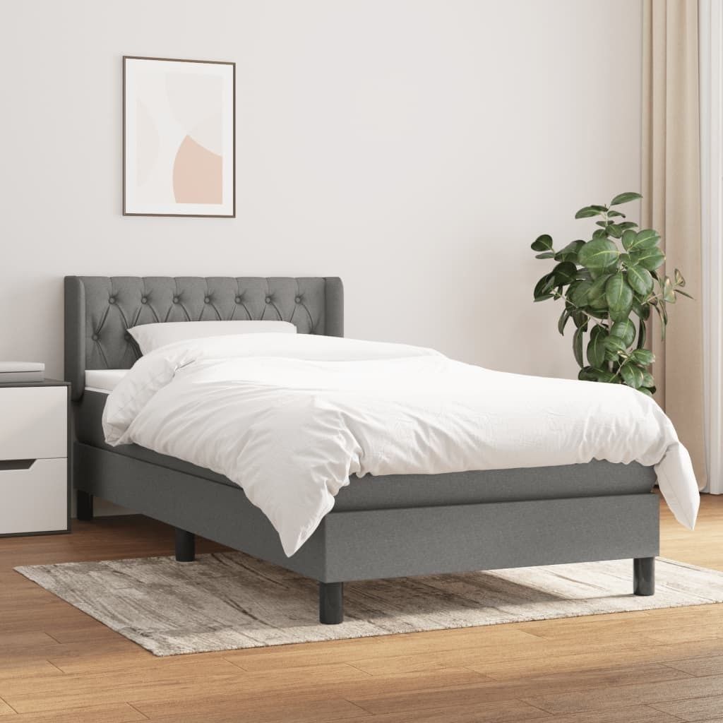 "2026 Promotion" Boxspringbett mit Matratze - Dunkelgrau - 90x200 cm - Stoff - Polsterbett CC6837