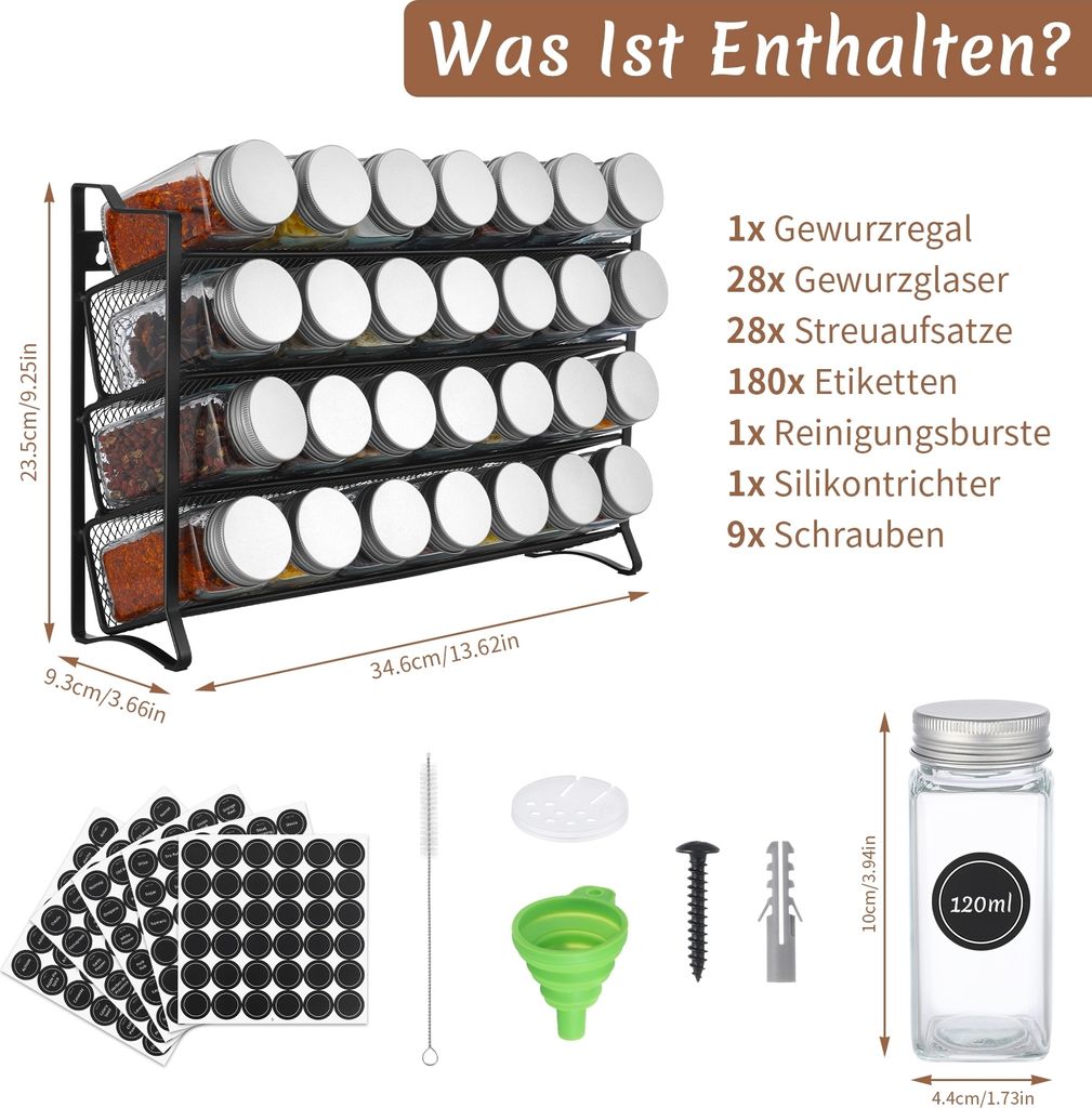 Gewürzregal Stehend & Wand, Gewürzregal mit 28 Produktbild 2