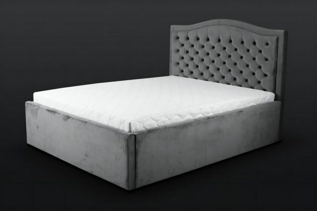 Schlafzimmer Doppelbett Bett 180сm Matratze Grau Chesterfield Stil Holz