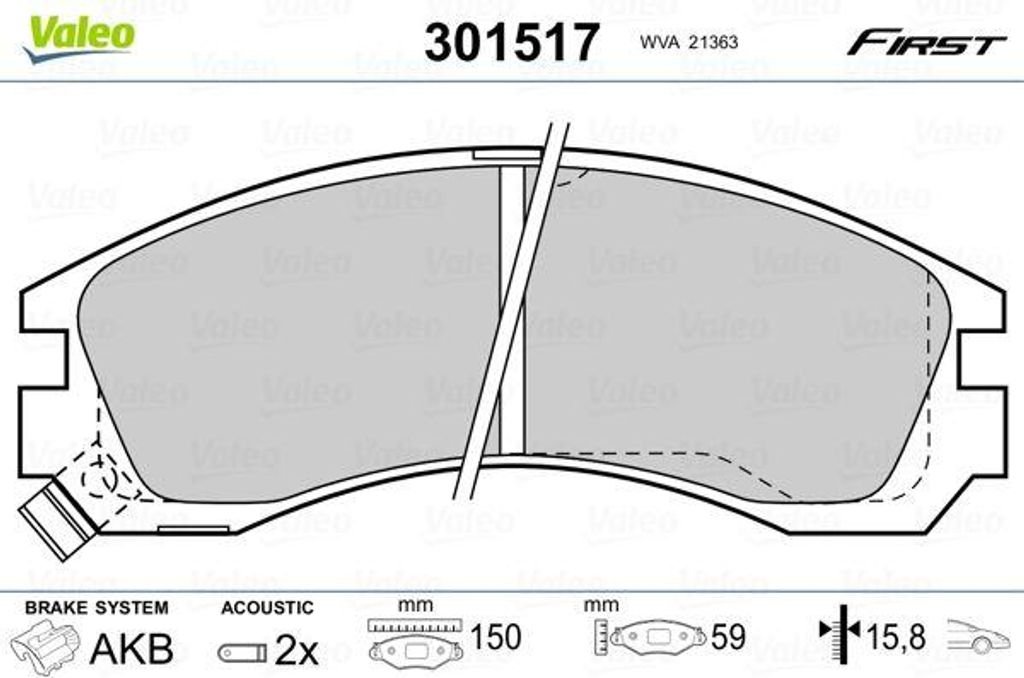 VALEO 301517 Bremsbelagsatz, Scheibenbremse OE 425430 kompatibel mit C-Crosser, 3000 GT, Delica, Eclipse, Galant, L200, L400, Lancer, Outlander, Pa...