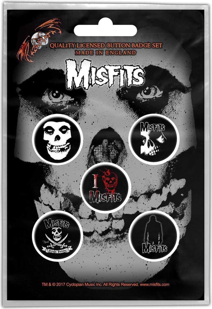 Misfits - lebka - sada 5 odznaků - plast, kov RO469 (jedna Obrázek produktu 