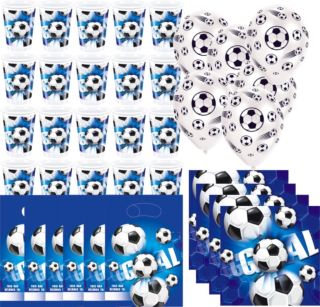 Fußball - Kindergeburtstags-Set (82-teilig) Becher Servietten Dekoration Geburtstag
