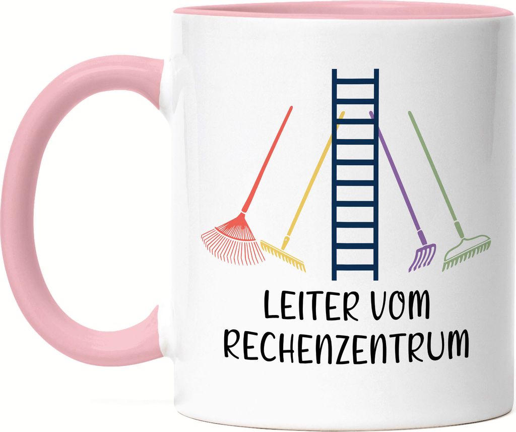 Leiter Vom Rechenzentrum Tasse Rosa Hobby-Gärtner Pflanzen Garten Blumen Geschenkidee Besen Rechen