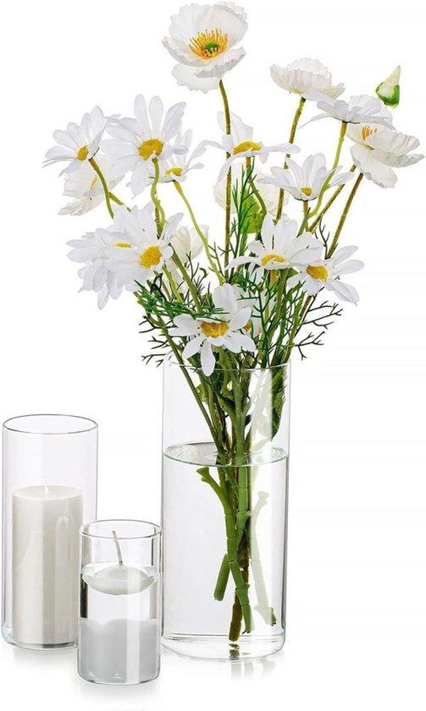Gläserne Tischdekoration, 4 Stücke, moderne gläserne Zylinder, Blumen, Tischvase, Set, für Wohnzimmer, Hochglanz, 10/15/20 cm