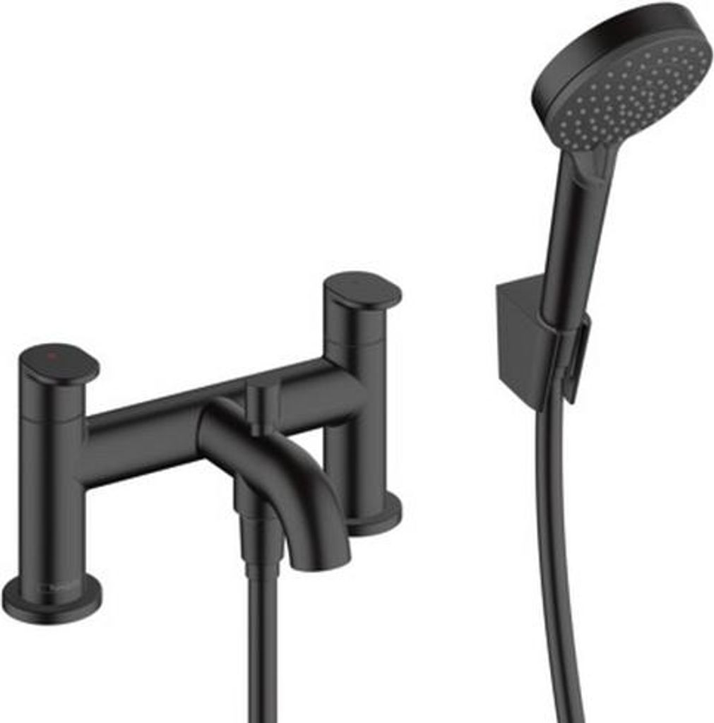 Hansgrohe 2-Loch Wannen-/Brausemischer Vernis Blend FS mattschwarz Wannenrandmit, 71461670