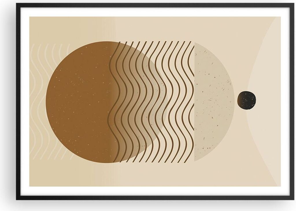 Gerahmtes Poster - Schwarzer Rahmen - Abstraktion Geometrie Minimalismus - 100x70 cm - Wand Bild - Wanddeko - Wandbilder - Kunstposter - Wandposter...