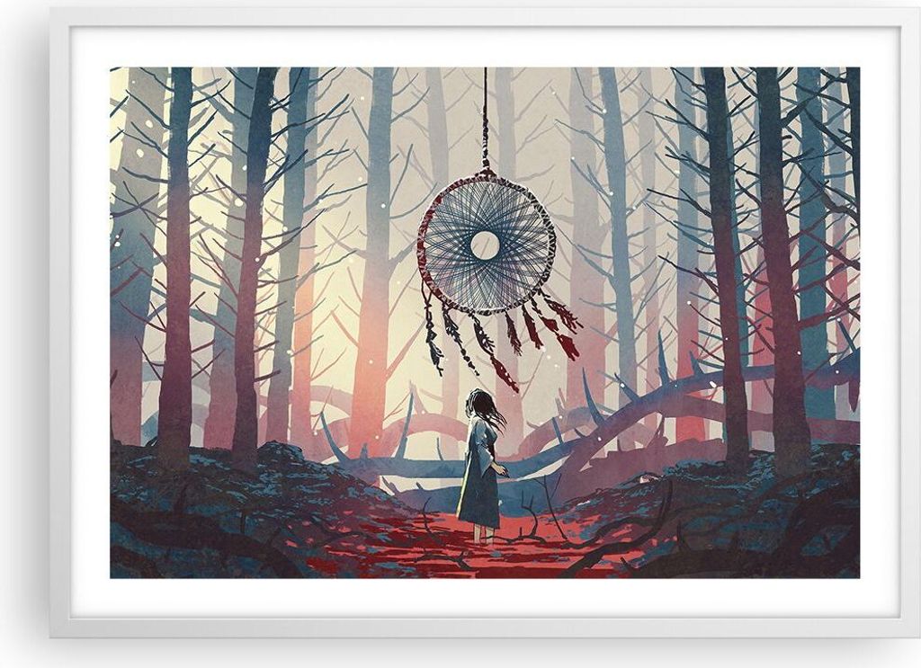 Gerahmtes Poster - Weißer Rahmen - Märchen Fänger Träume - 70x50 cm - Wand Bild - Wanddeko - Wandbilder - Kunstposter - Wandposter - Bilderrahm...