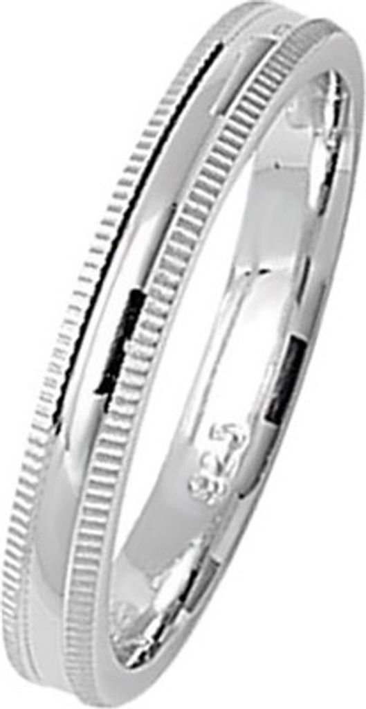 925 Sterling Silber 3mm Soft Court Form Milgrain Herren/Damen - Trauring/Ehering/Hochzeitsring, 69 (22.0); TRS29429RSZ