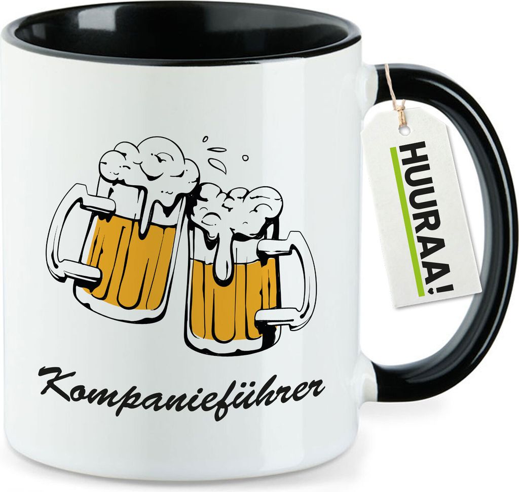 Huuraa Kaffeetasse Kompanieführer Schützenfest 330ml Schwarz Keramik Kaffeebecher Geschenkidee