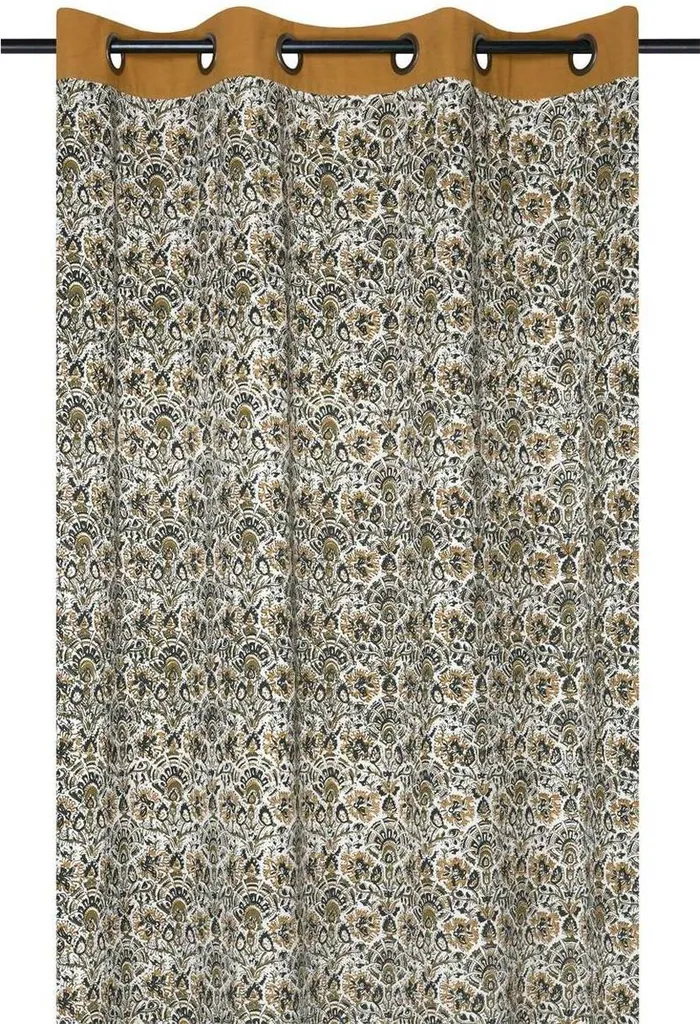 Rideau à Oeillets Marron Orné de Motifs Végétaux 140x260 cm signé STOF