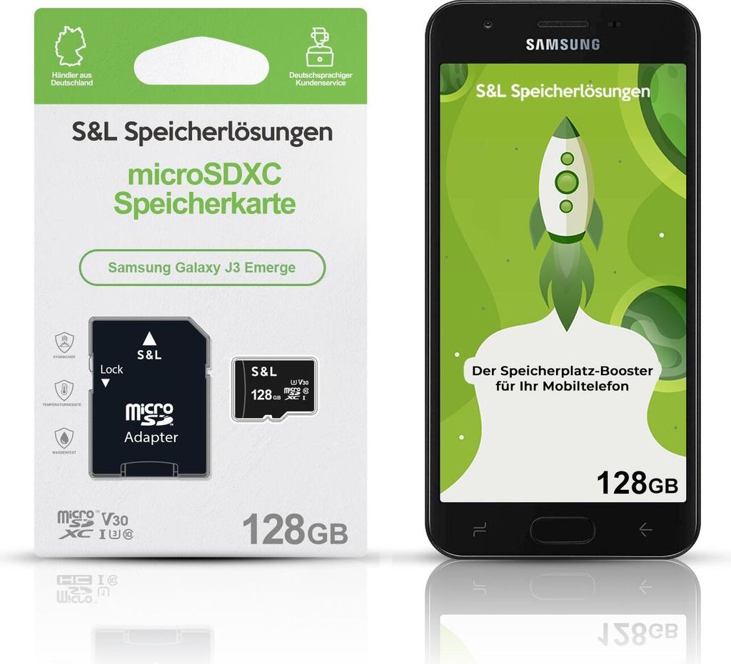 microSD Speicherkarte S&L für Samsung Galaxy J3 Emerge - Speicherkapazität: 128 GB