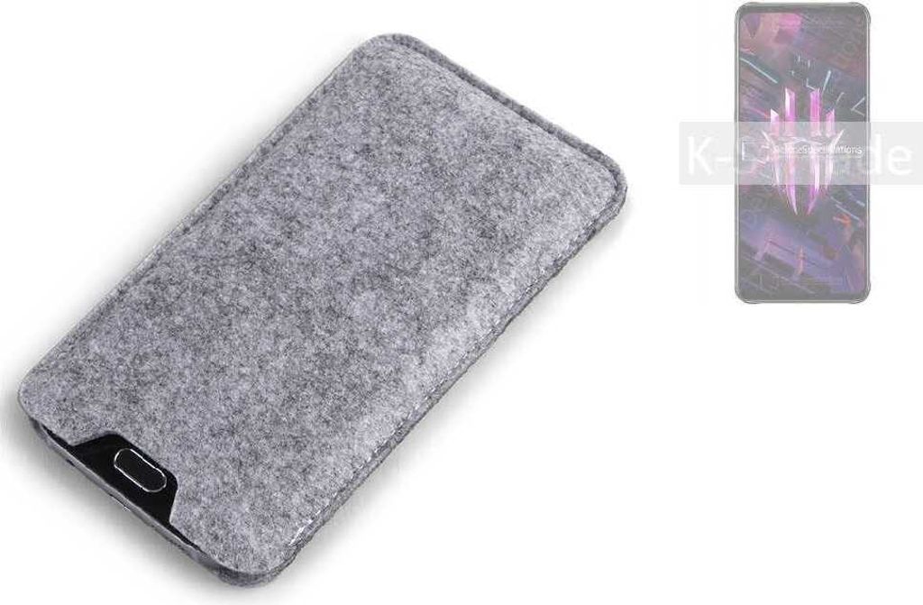 K-S-Trade Filz Handyhülle kompatibel mit nubia Red Magic 7S Schutzhülle Filztasche Filz Tasche Case Sleeve Handy Hülle Filzhülle grau