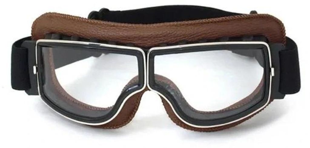 Retro Motorradbrille braun, Antibeschlag, UV400 Schutz, Produktbild 