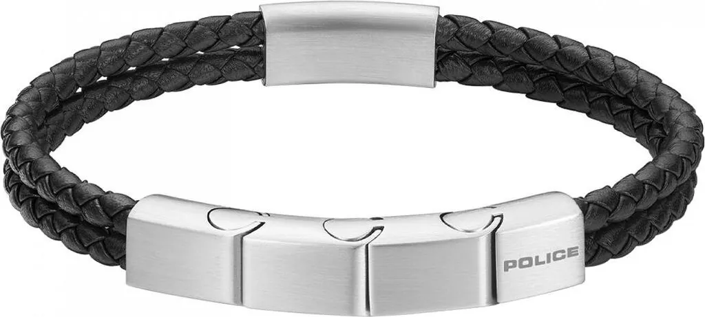 Regalo Uomo Bracciale Police PEAGB0039602 Pelle Nera Originale