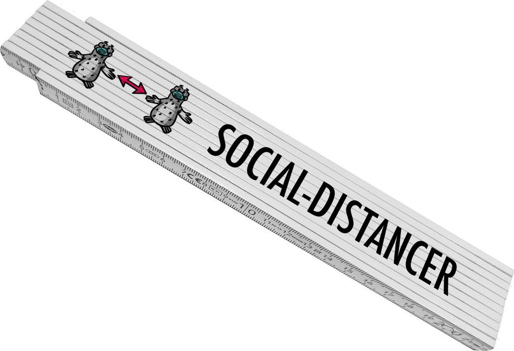Social-Distancer Meterstab aus Holz mit Seeleopard