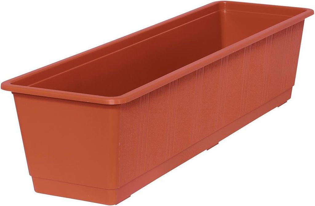 Geli Balkonkasten STANDARD Terracotta mit Holzstruktur 60 cm - Kunststoff