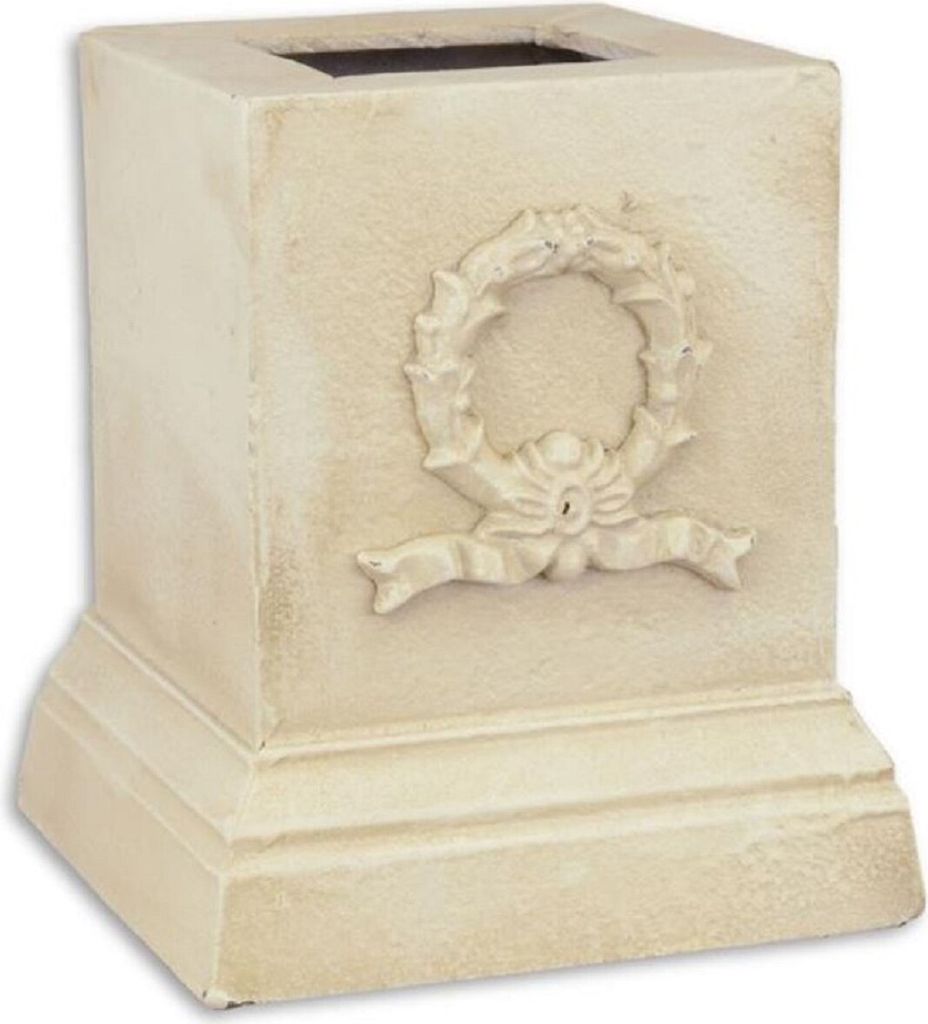Casa Padrino Barock Deko Sockel Weiß 17,1 x 17,1 x H. 19,8 cm - Gusseisen Sockel im Barockstil - Barock Deko Accessoires