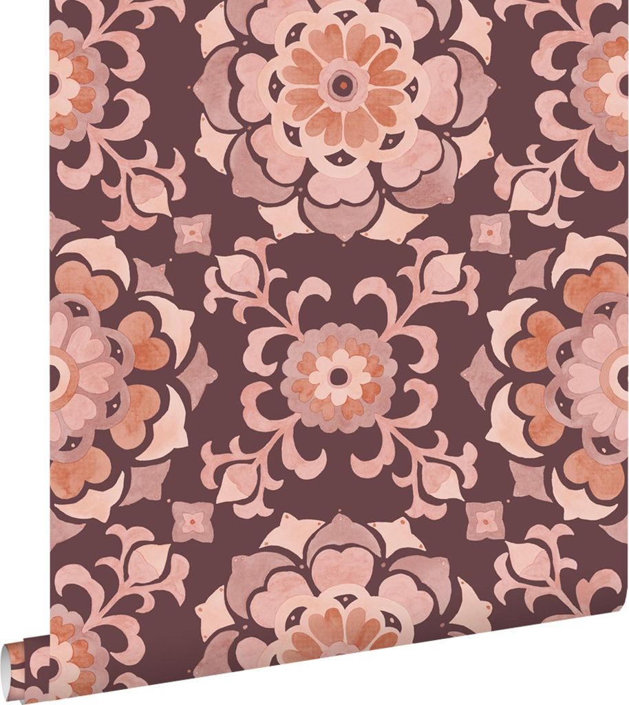 ESTAhome Tapete Fliesenmuster Lila und Rosa 50 x 900 cm