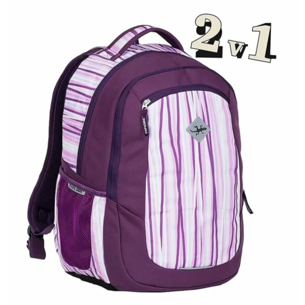 Explore Sac à dos étudiant 2 en 1 VIKI Lilla - Sac modulable et robuste