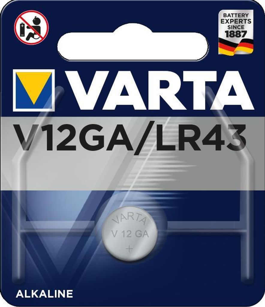 Varta v12ga, Alcali, 1,5 V, 80 mAh, 11,6 mm, 11,6 mm, 4,2 Image du produit 