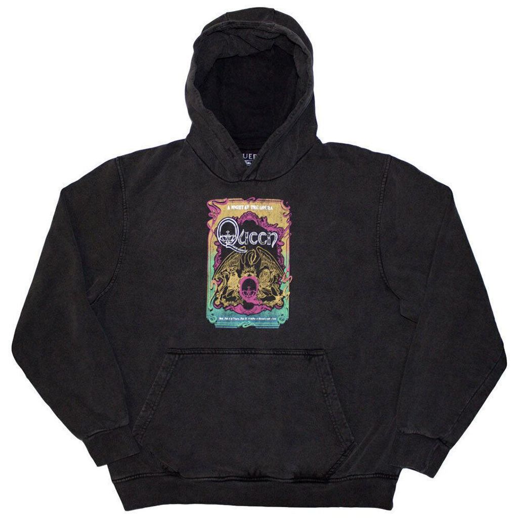 Queen A Night At The Opera Tour '76 (Stone Wash) Charcoal Grey L Hoodie