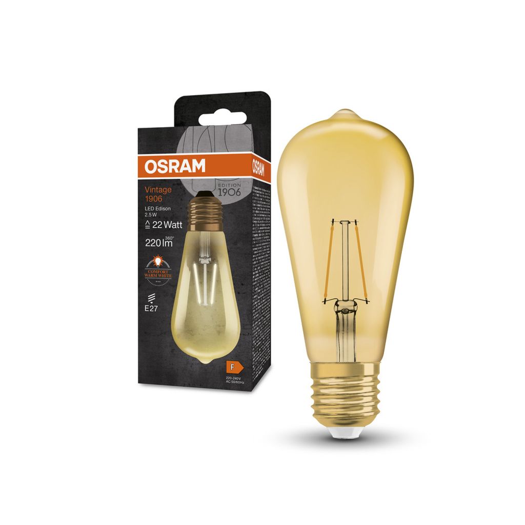 OSRAM Vintage 1906 LED EDISON 2.5W 824 Gold E27 lampa 220lm Zdjęcie produktu 