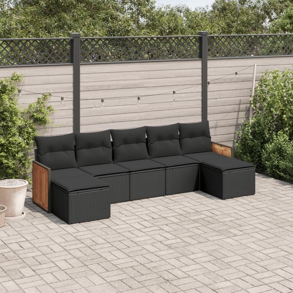 Maison Exclusive - 7-tlg. Garten-Sofagarnitur mit Kissen Schwarz Poly Rattan