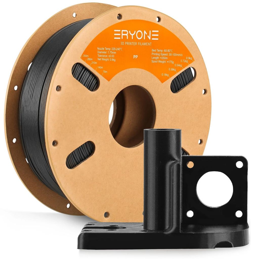 PP Filament für 3D Drucker - 3D Druck Filament - Polypropylen - 11 kg Spule - Hohe Festigkeit - Geringe Schrumpfung - Schwarz