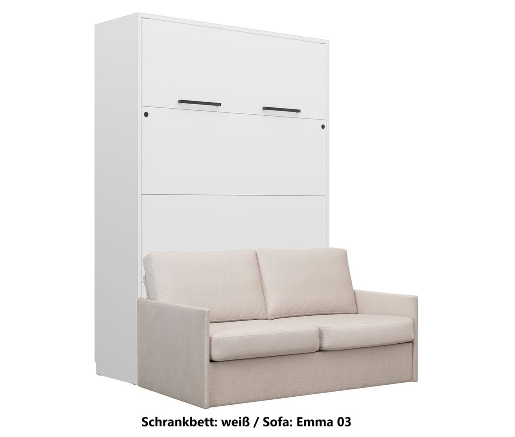 Schrankbett Wandbett Klappbett vertikal GN 140x200 weiß mit Produktbild 
