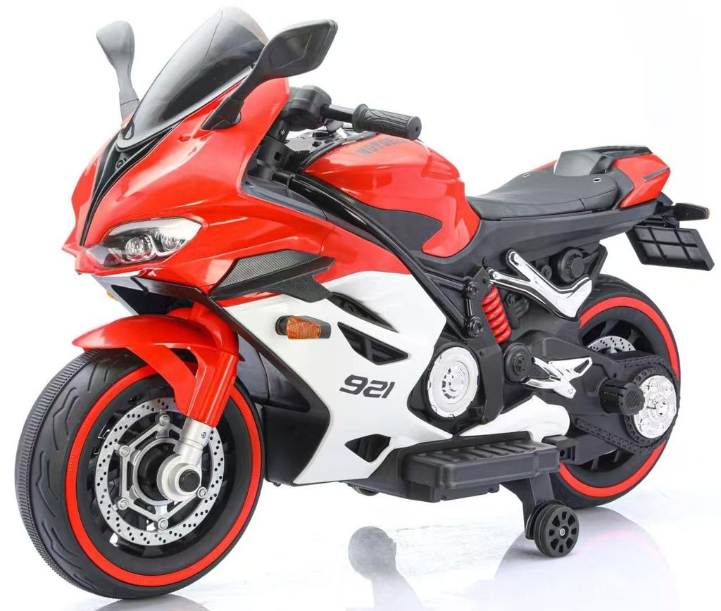 XXL Elektro-Kindermotorrad Kinderfahrzeug Motorrad für Kinder bis 8 Jahren 12V–2x55W, USB/AUX/Bluetooth 130 x 55 x 87 cm Rot (BJFT921 )