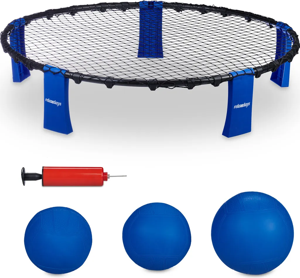 Set de Roundnet Portable Noir et Jaune avec Filet Ajustable et 3 Balles