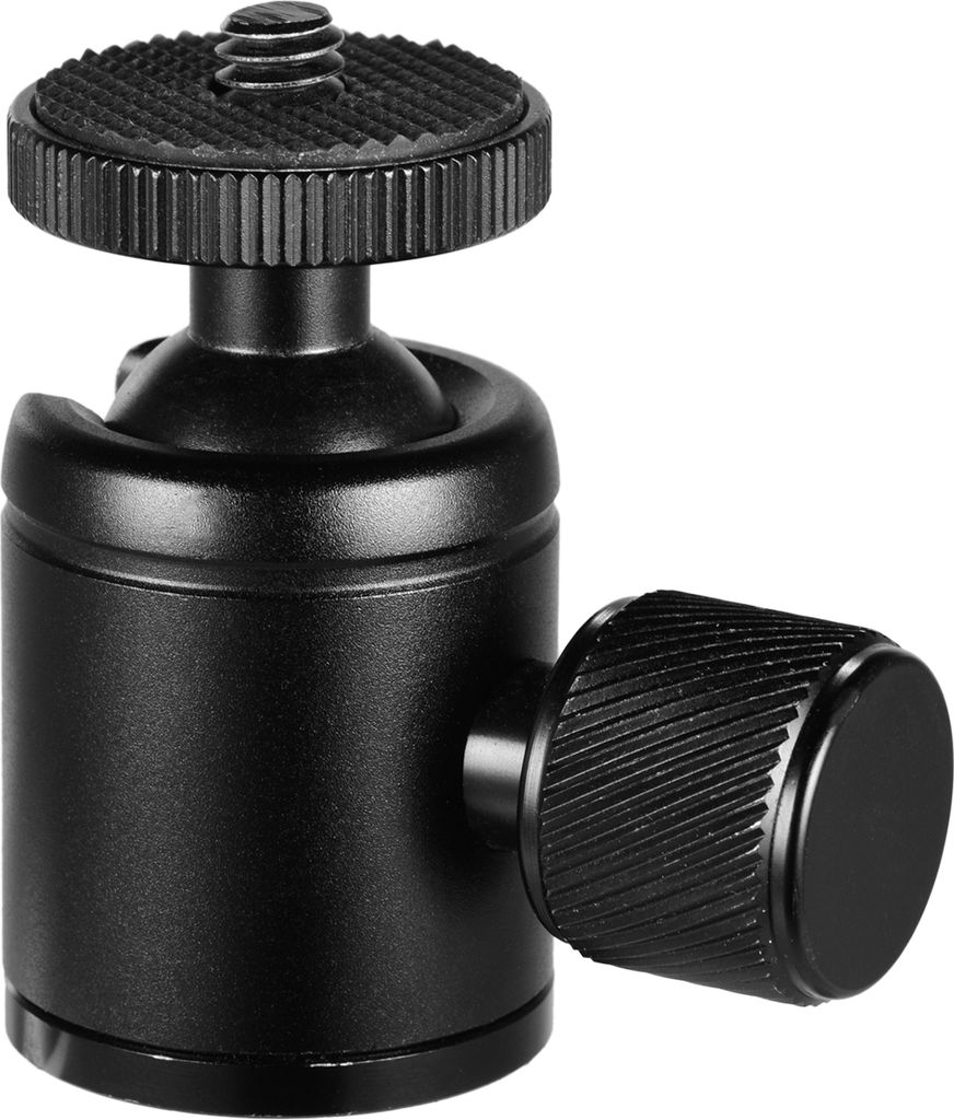 Mini Metall Stativkopf Adapter Kugelkopf Aluminiumlegierung mit 1/4 Zoll Schraube und 3/8 Zoll Schraubenloch fuer Handykamera LED Licht Stativ Schwarz