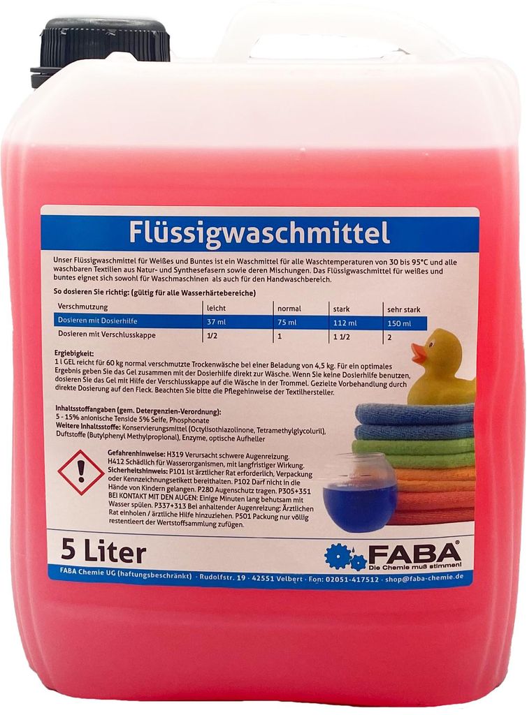 FABA Flüssigwaschmittel Konzentrat 5 L, rot, Universal Produktbild 