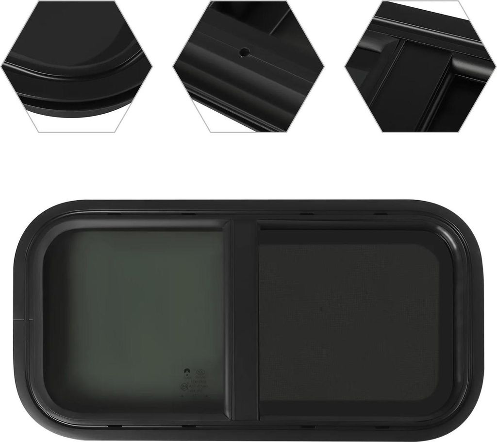 Schiebefenster für Wohnmobil & Anhänger - RV-Fenster - 60 x 30 cm - Mückennetz - Getöntes ESG-Glas - Wasserdicht - Klemmmontage 46–60 mm - Pu...
