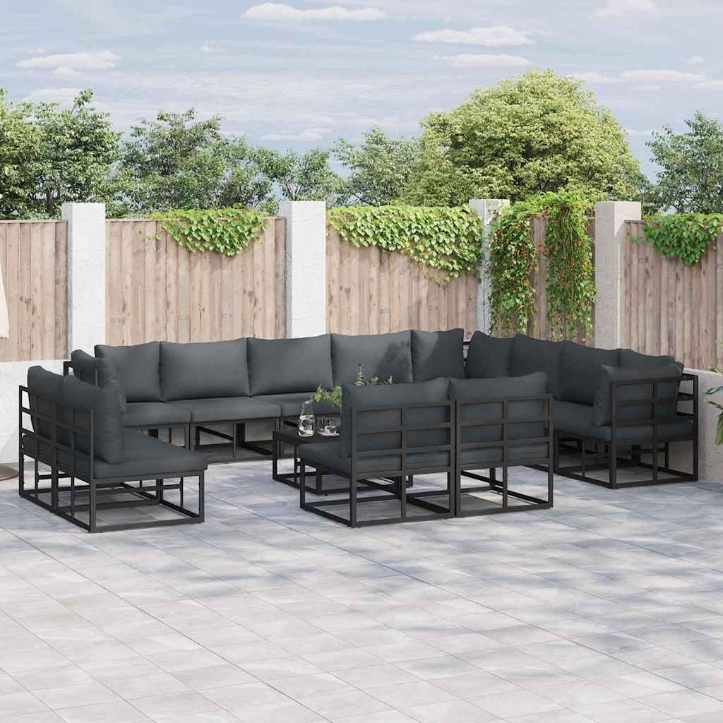 Maison Exclusive - Gartensofa-set mit Kissen 12 pcs Schwarz Aluminium