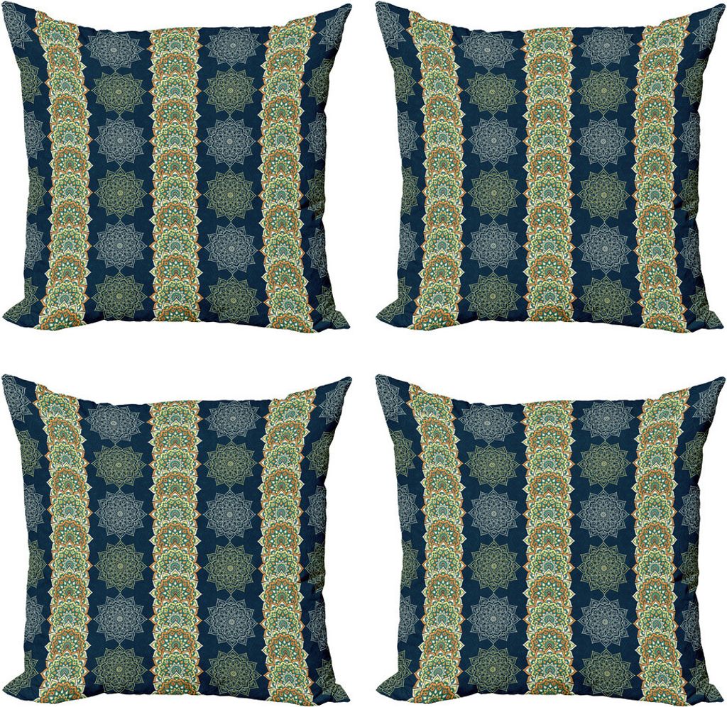 ABAKUHAUS orientalisch Kissenbezug Set (4 Stück), Bohemian marokkanische Motive, Moderner Doppelseitiger Digitaldruck, 60 cm x 60 cm, Mehrfarbig
