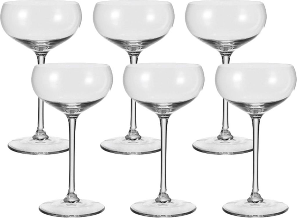 Leonardo Cheers Sekt-Schalen 6er Set, spülmaschinenfeste Champagner-Gläser, Sekt-Schalen mit gezogenem Stiel, Sekt-Glas, Höhe 18 cm, 315 ml, 061644