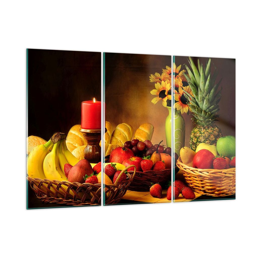 Bilder auf glas - Banane Korb Essen Früchte - 105x70cm - Glasbilder - Wandbilder - Kunstdruck - zum Aufhängen bereit - Wanddekoration aus Glas - ...