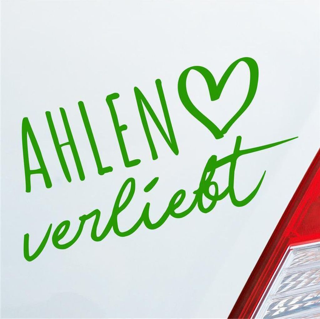 Auto Aufkleber Ahlen verliebt Herz Stadt Heimat Liebe Car 19x10 cm Hellgrün Sticker Heckscheibenaufkleber