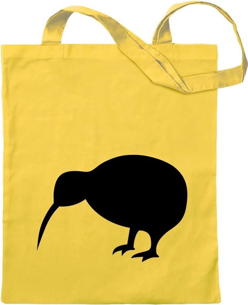 Kiwistar - Baumwolltasche - gelb - Kiwi/Neuseeland - Tragetasche Stoffbeutel Umhängetasche langer Henkel