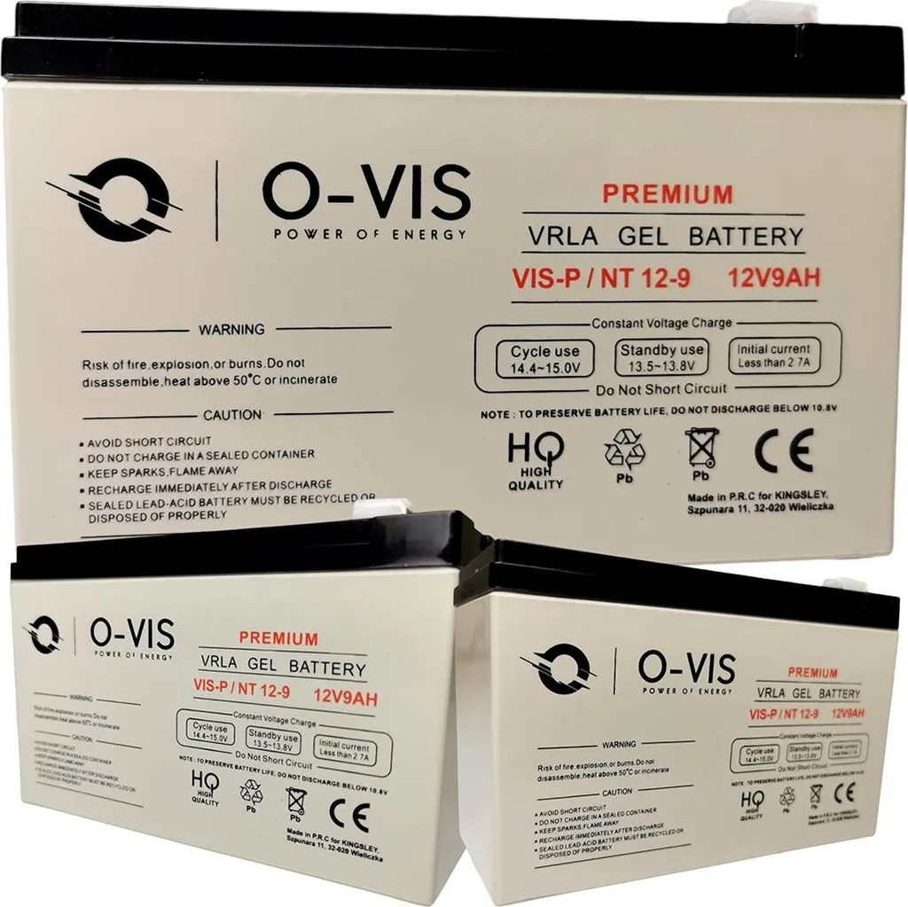 Batteria VRLA Gel 12V 9Ah O-VIS per UPS e Allarmi | Alta Efficienza