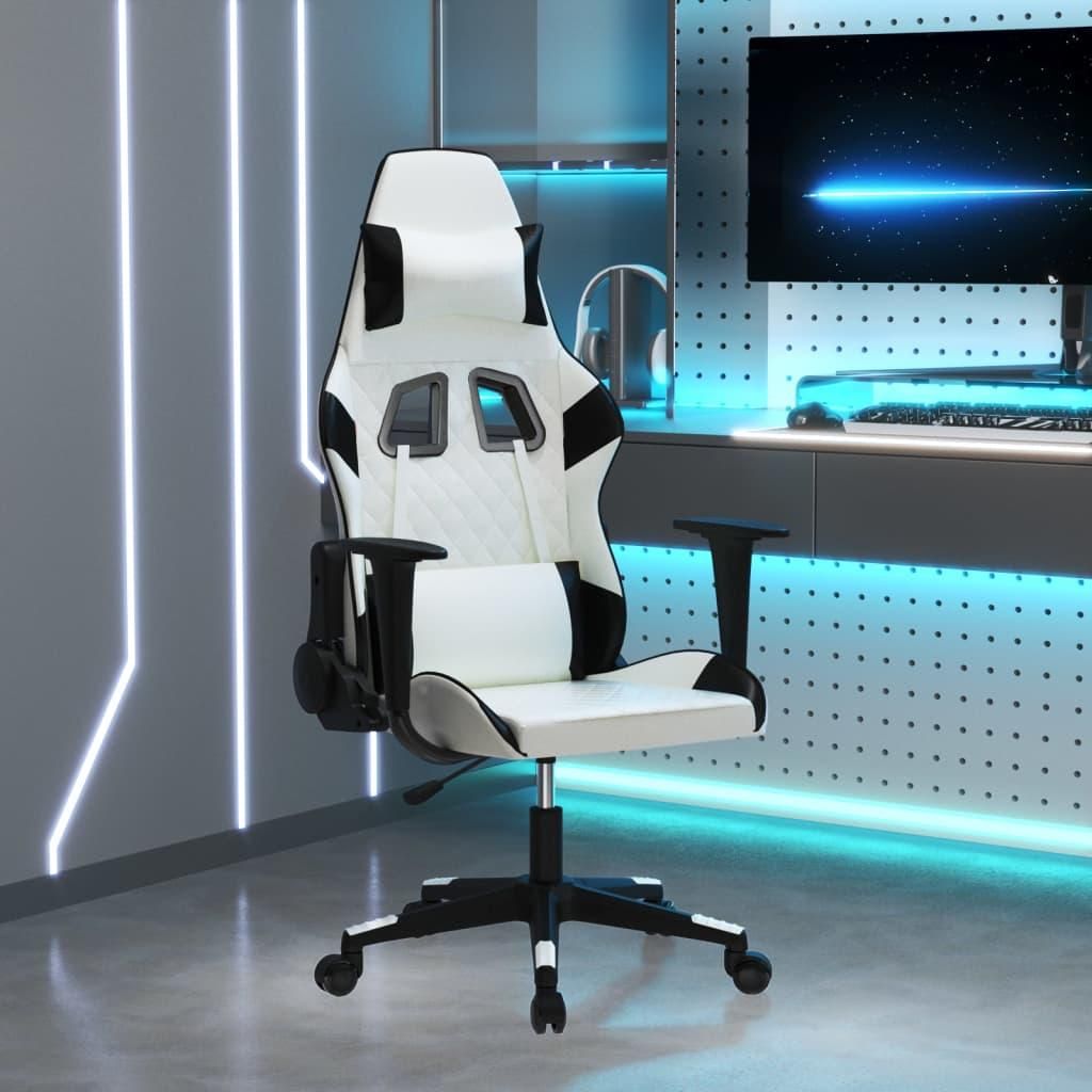 Eleganten-Stil Gaming-Stuhl Weiß und Schwarz Kunstleder - Bürostühle Hommie9564205 1parcel