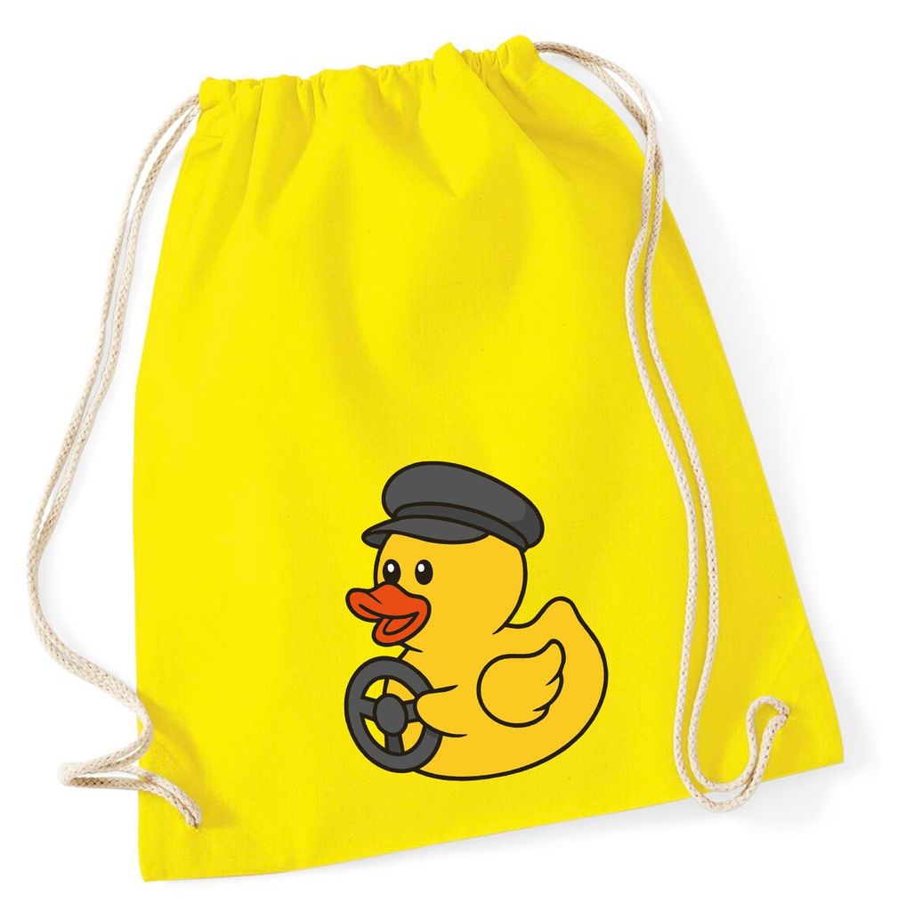 Huuraa Turnbeutel Quietscheente Kraftfahrt Comic Gummiente 12 Liter Yellow Baumwolle Rucksack Geschenkidee