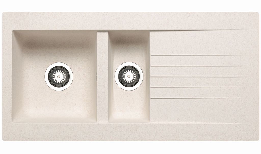 PYRAMIS Spüle SIROKO (100x50) BEIGE aus Fibertek / SMC-Spüle / Fiberglasspüle / Ausschnitt 976 x 476 mm