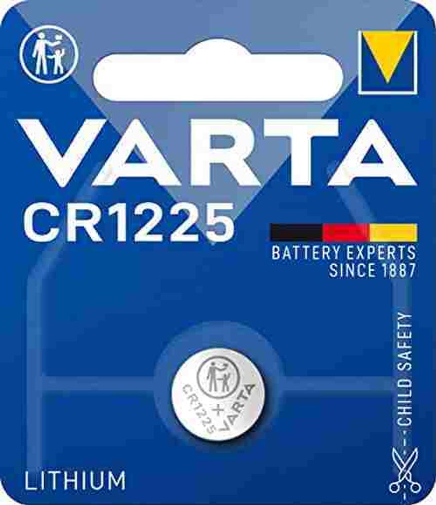 VARTA Batterien Knopfzelle CR1225, 1 Stück, Lithium Coin, 3V, kindersichere Verpackung, für elektronische Kleingeräte - Autoschlüssel, Fernbedi...