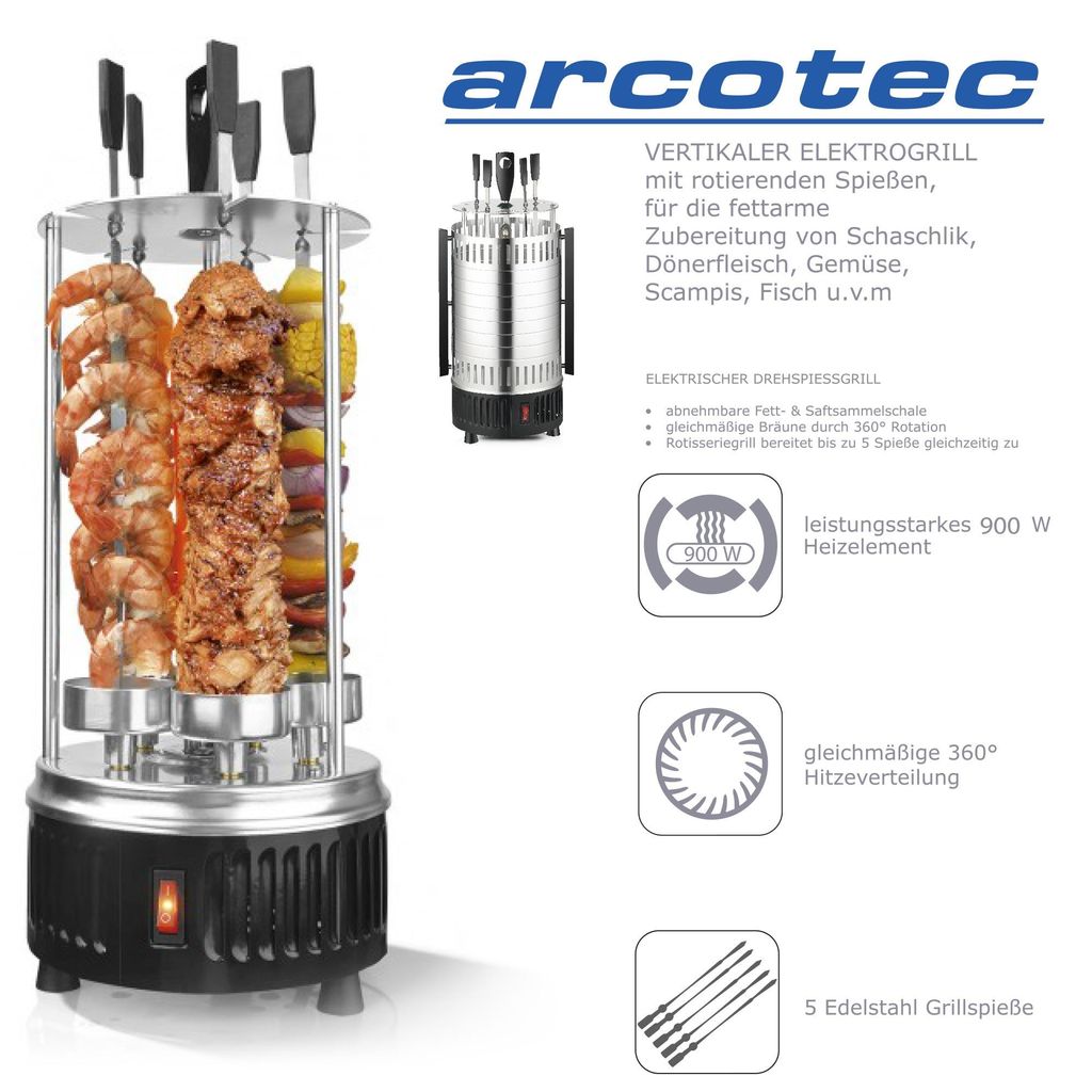 Tischgrill Vertikalgrill aus Edelstahl für Schaschlik Produktbild 