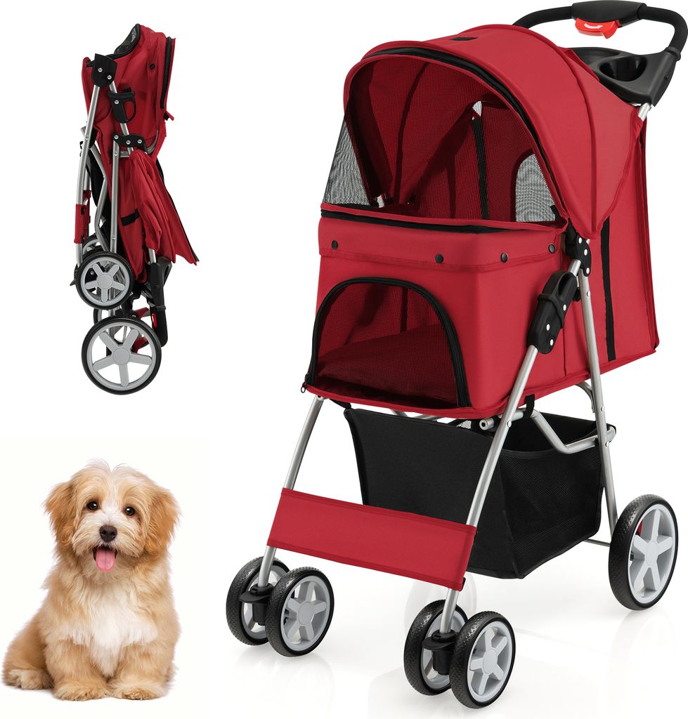 Produktbild von PawHut Hundebuggy, Haustierwagen Für Kleine Hunde Und Katzen Mit