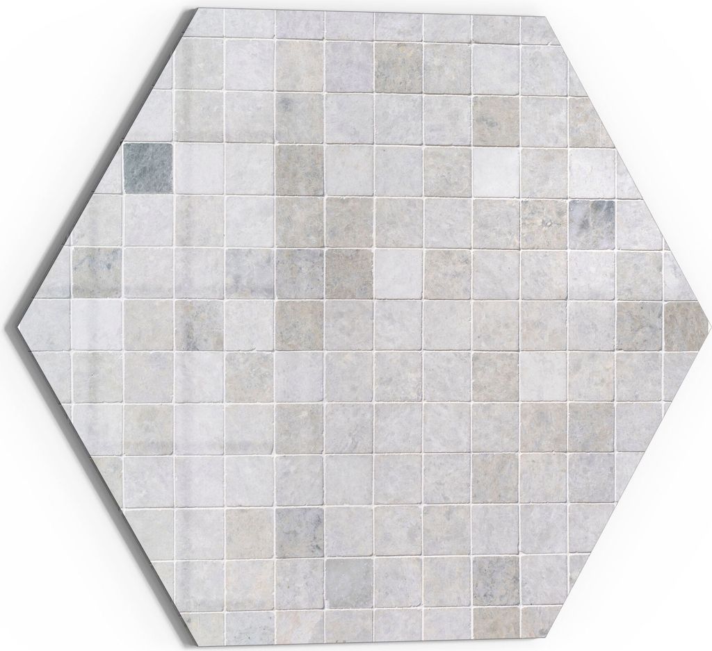 DEQORI Magnettafel Glas 40x35 cm 6-eckig 'Fliesenwand aus Keramik' beschreibbar Whiteboard